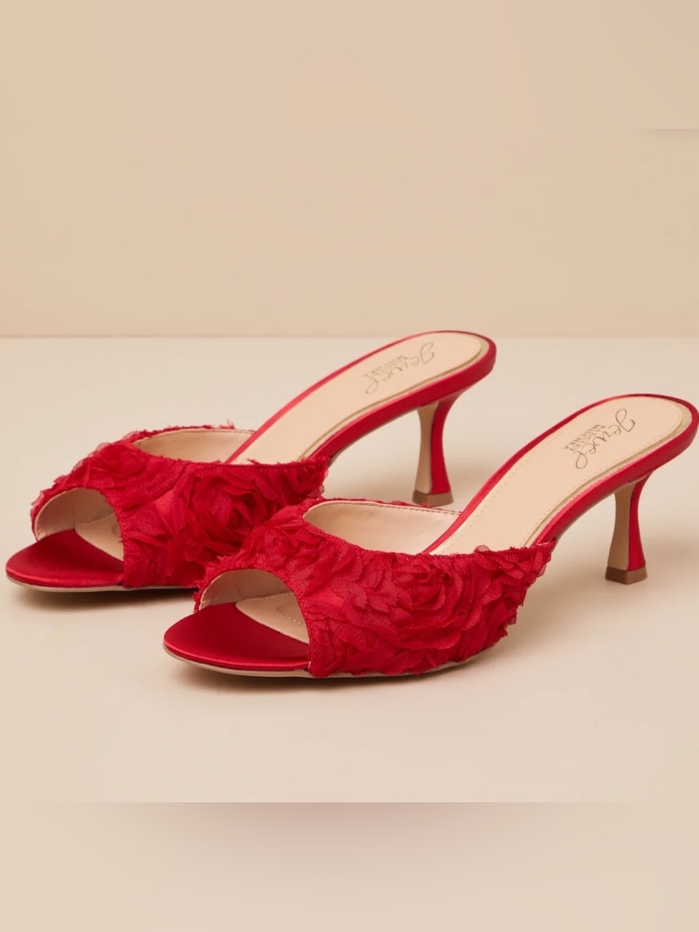 Scarlet Red Satin Kitten Heel